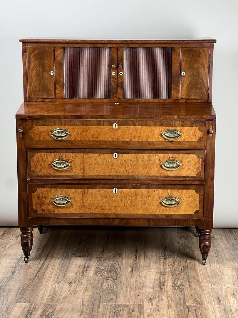 Federal Period Birdseye Maple Tambour Secretary